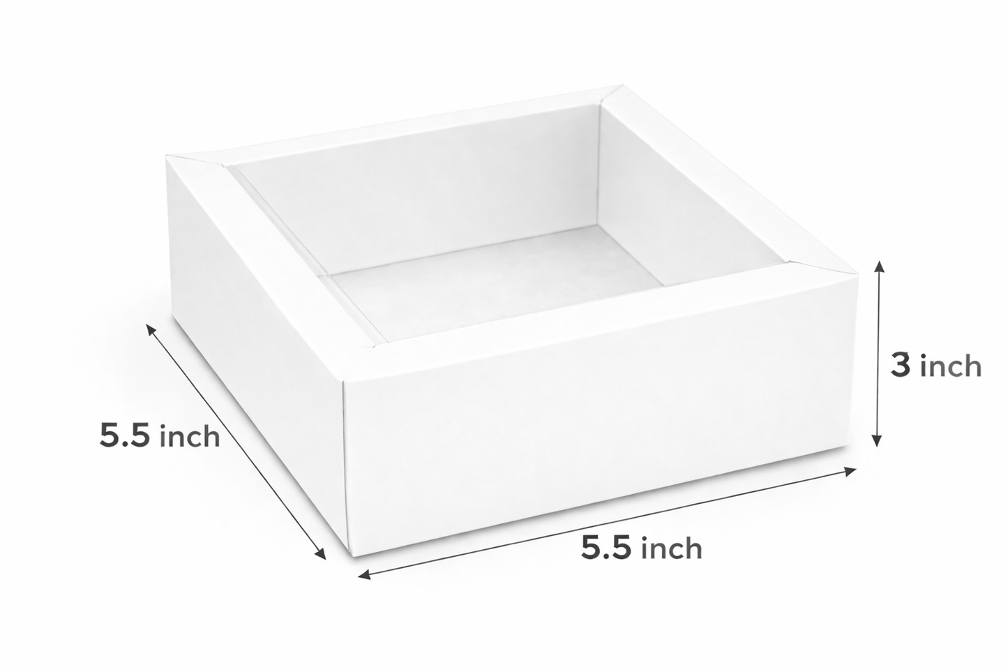 Corrugated Tray With Transparent Lid (5.5x5.5x3 inch)