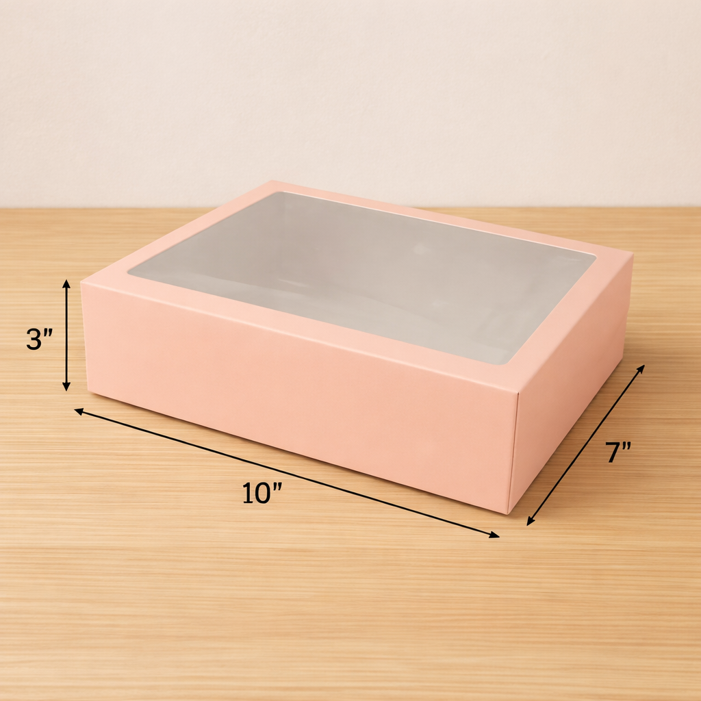 Peach Hamper Tray With Transparent Lid (10x7x3)