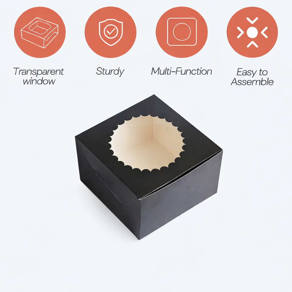 Black : Cake Box for half kg-8x8x5 inch