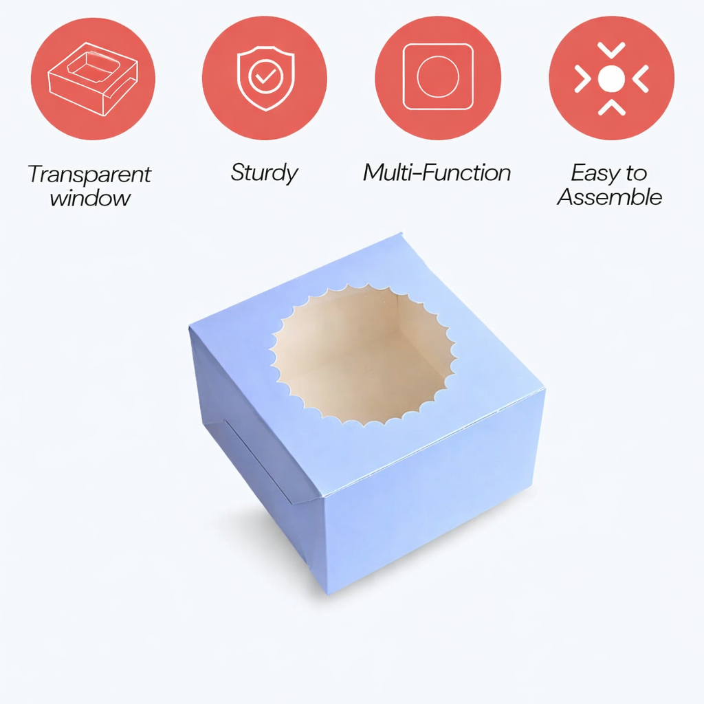 Pastel Blue: Cake Box for half kg-8x8x5 inch