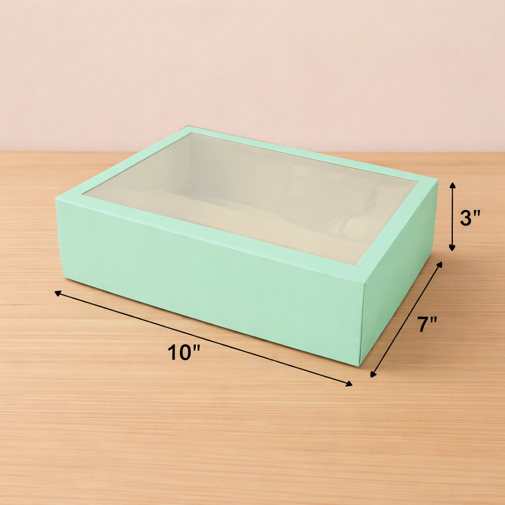 Pastel green Hamper Tray With Transparent Lid (10x7x3)