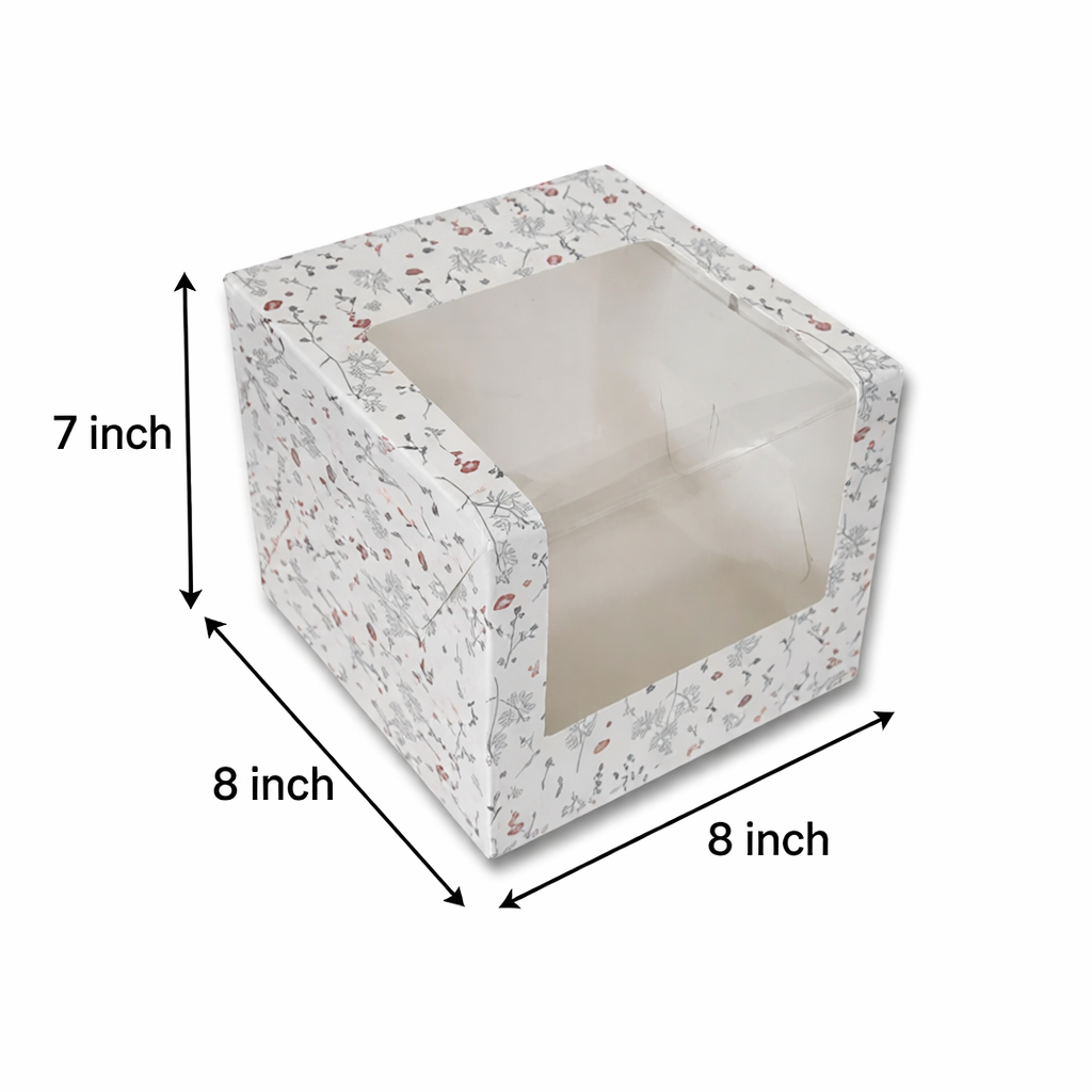 Floral: Tall Cake Box for half kg-8x8x7 inch