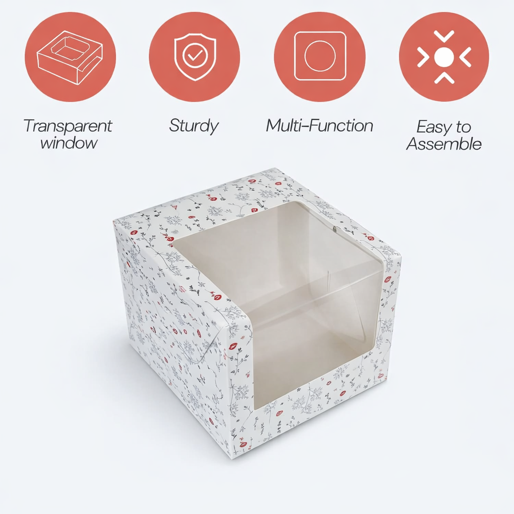 Floral Tall Cake Box for 1 kg-10x10x7 inch