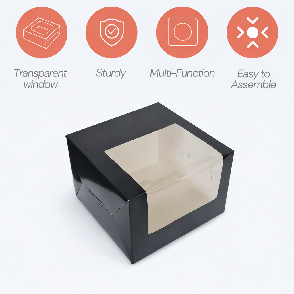 Black : Tall Cake Box for half kg-8x8x7 inch