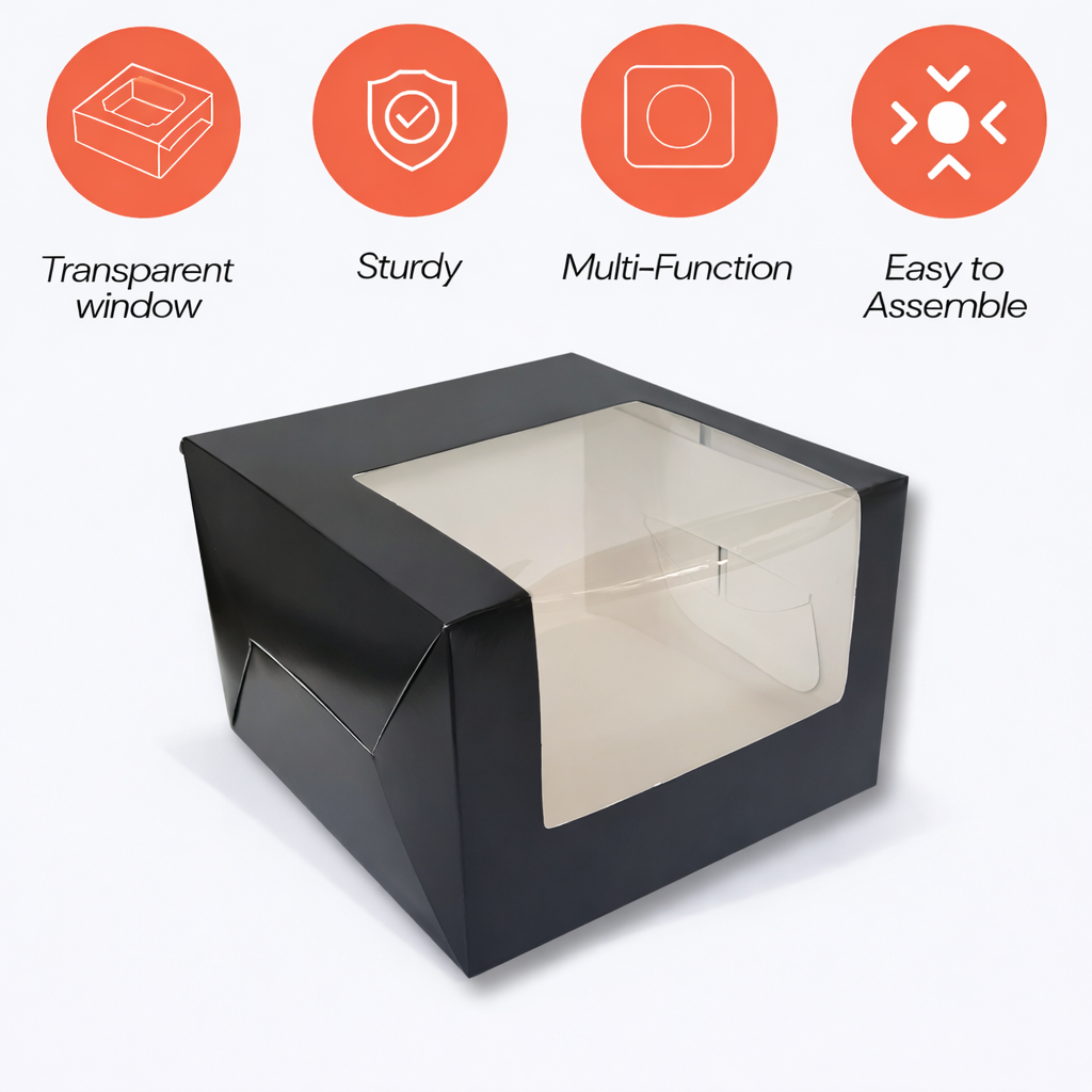 Black Tall Cake Box for 1 kg-10x10x7 inch