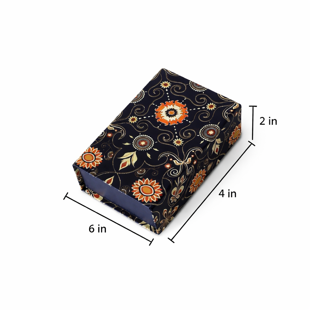 Blue Bling Gold Foil Rigid Magnatic Box (6x4x2 inch)