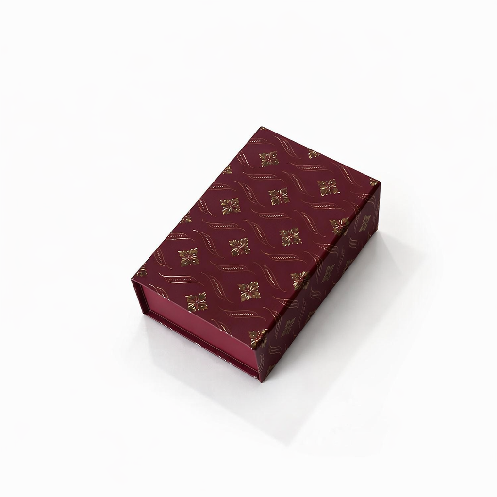 Brick Red Gold Foil Magnetic Rigid Hamper Box (9x7x2 inch)