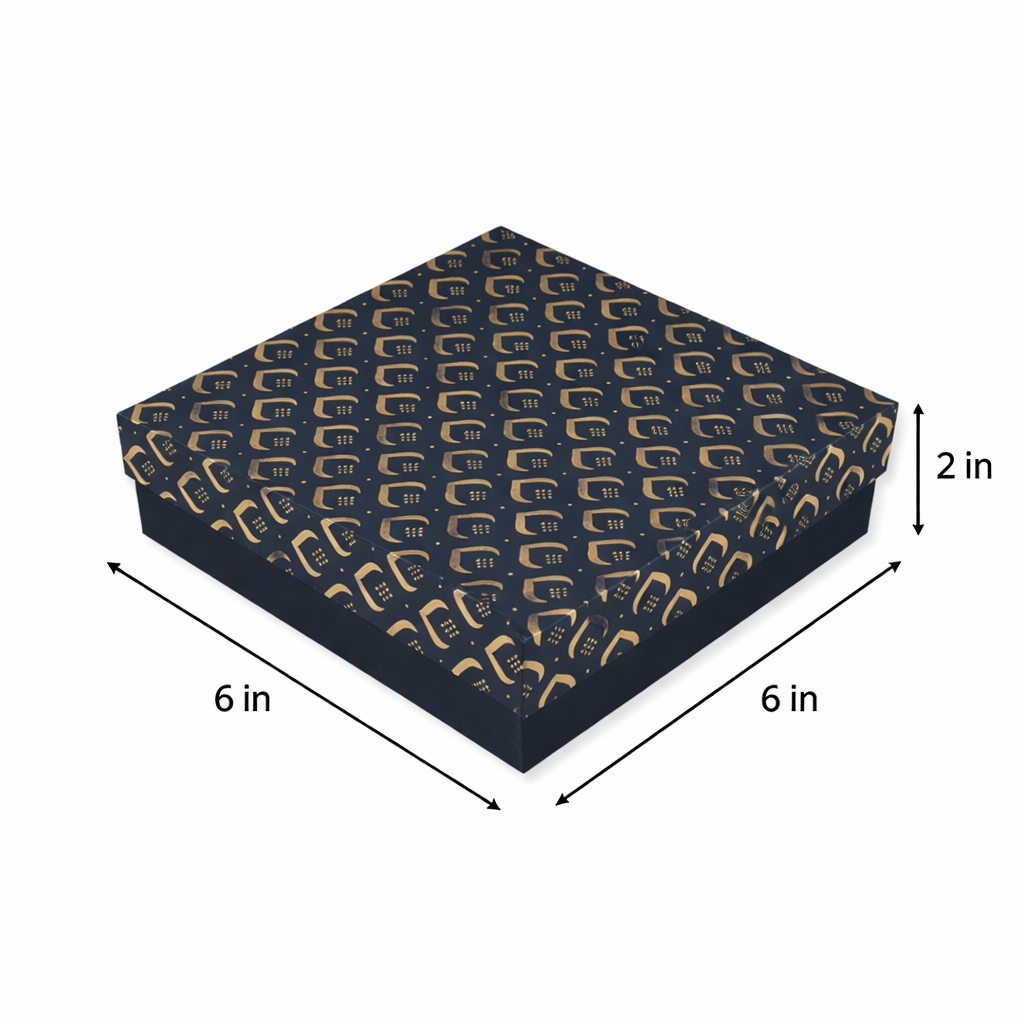 Blue Gold Foil: Rigid Hamper Box (6x6x2 inch)