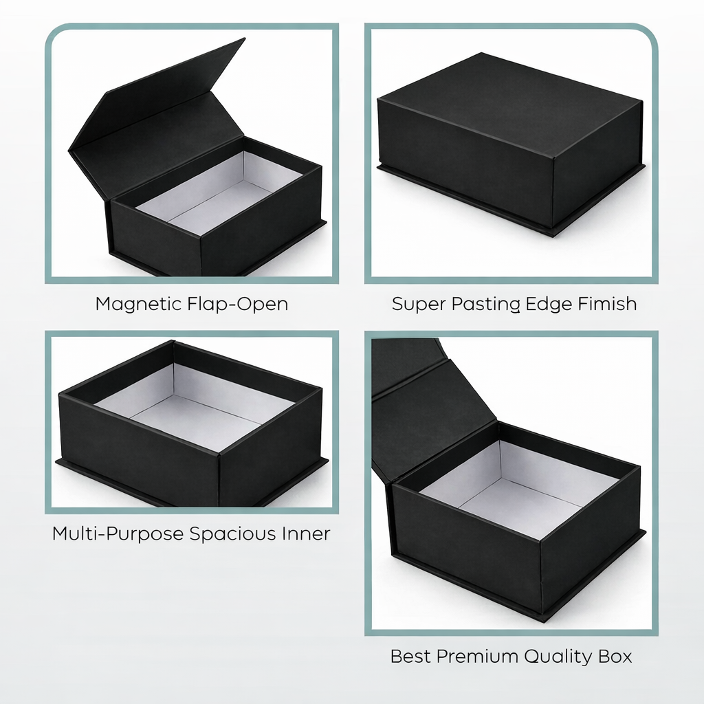 Black Magnetic Rigid Hamper Box (6x6x2 inch)
