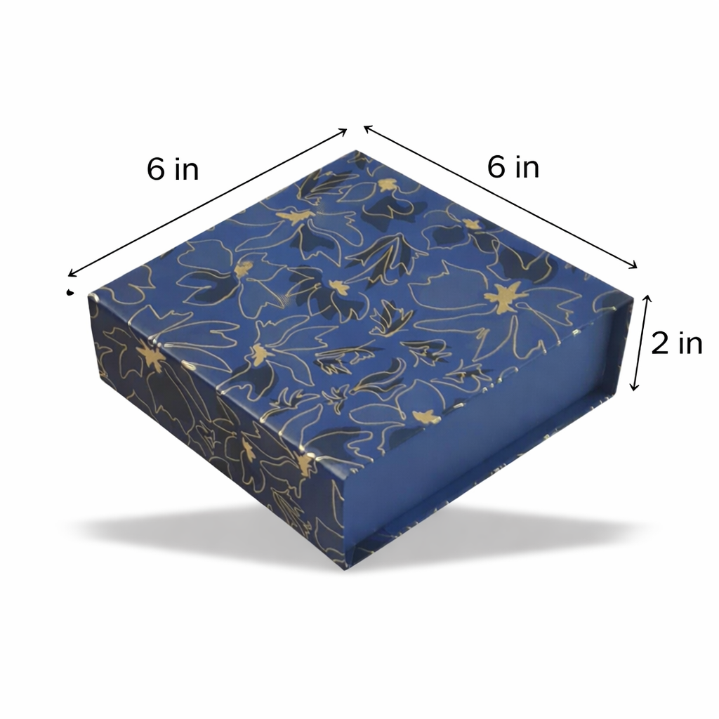 Golden Leaf Magnetic Rigid Hamper Box (6x6x2 inch)