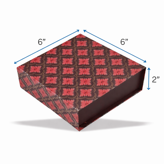 Leafty Lustre Magnetic Rigid Hamper Box (6x6x2 inch)