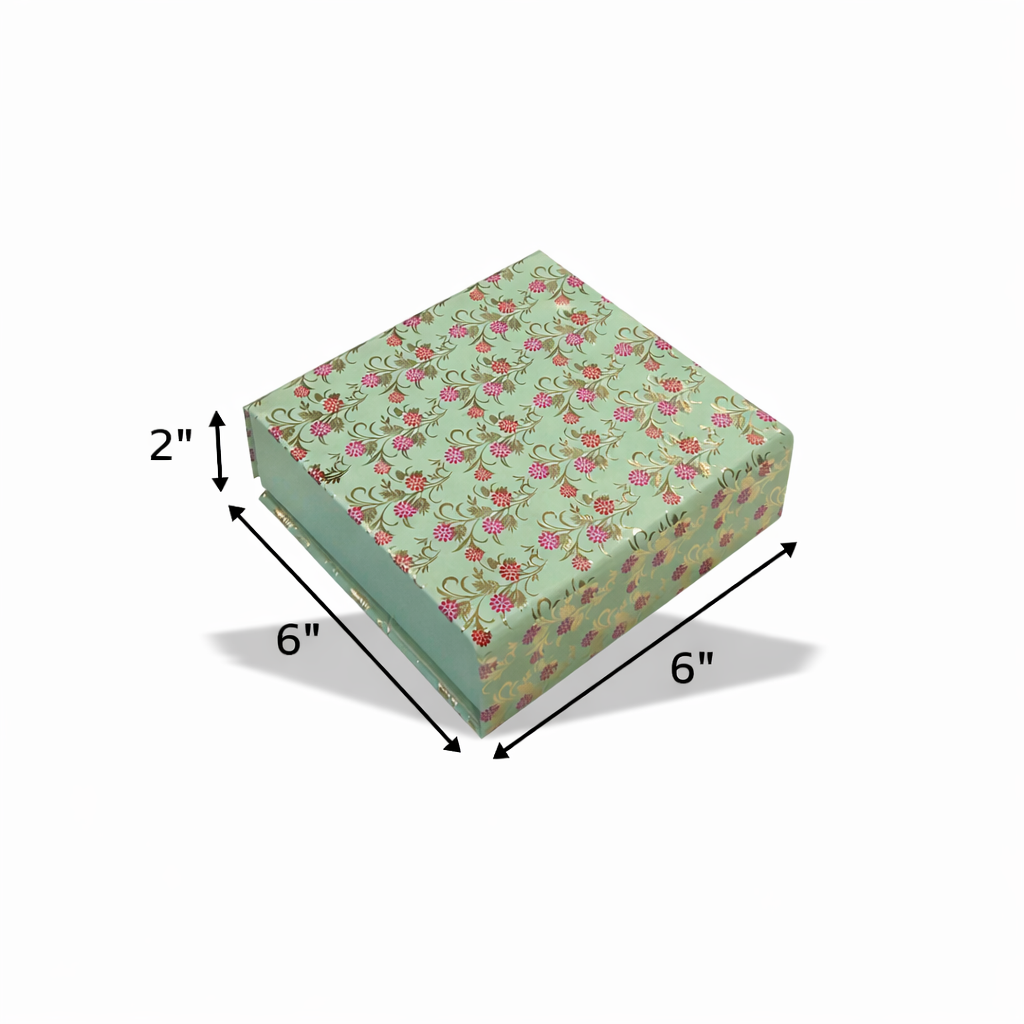Mint Blossom Magnetic Pattern : Rigid Hamper Box (6x6x2 inch)
