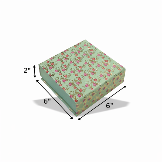 Mint Blossom Magnetic Pattern : Rigid Hamper Box (6x6x2 inch)