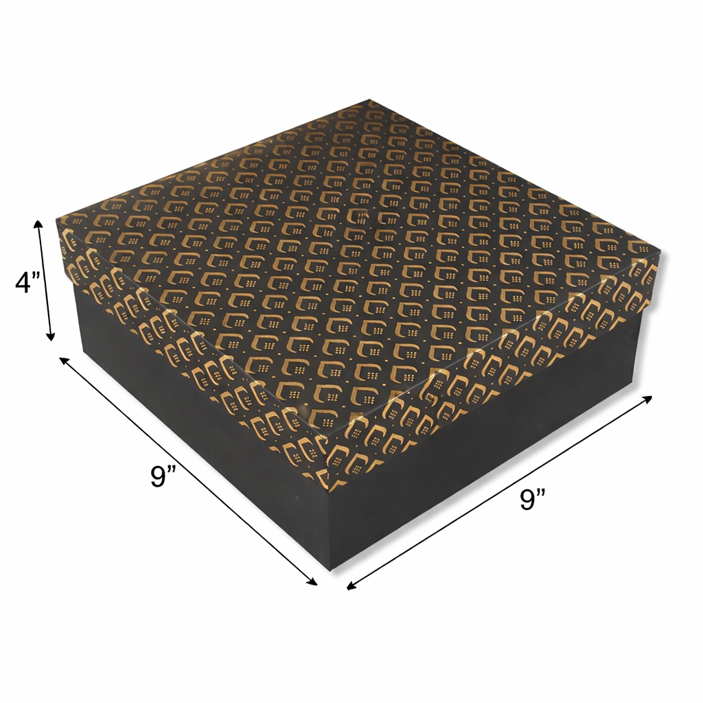 Black Gold Foil: Rigid Hamper Box (9x9x4 inch)