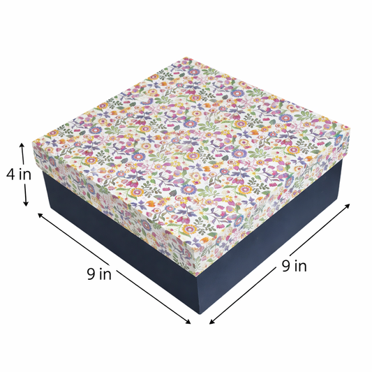 Floral Design Rigid Hamper Box (9x9x4 inch)