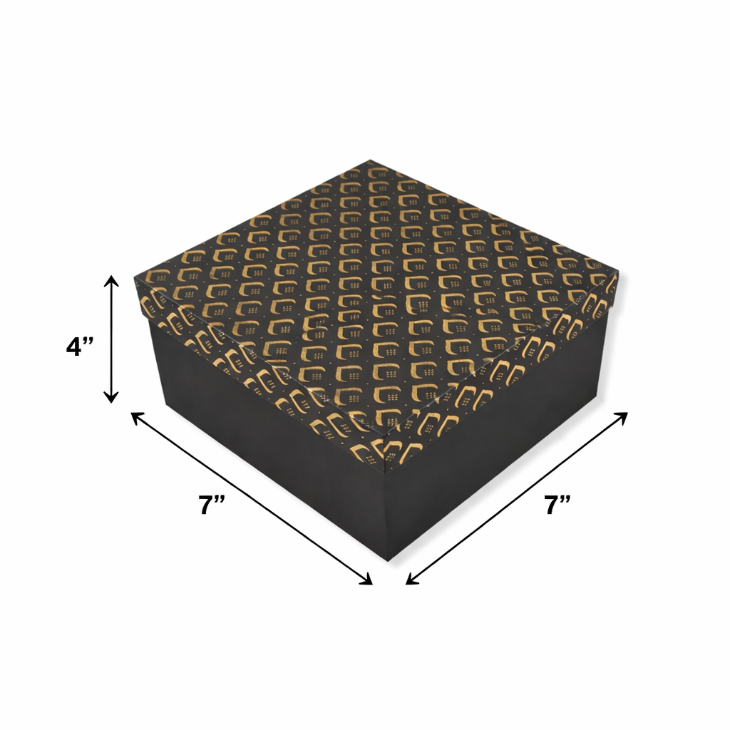 Black Gold Foil: Pattern Rigid Hamper Box (7x7x4 inch)