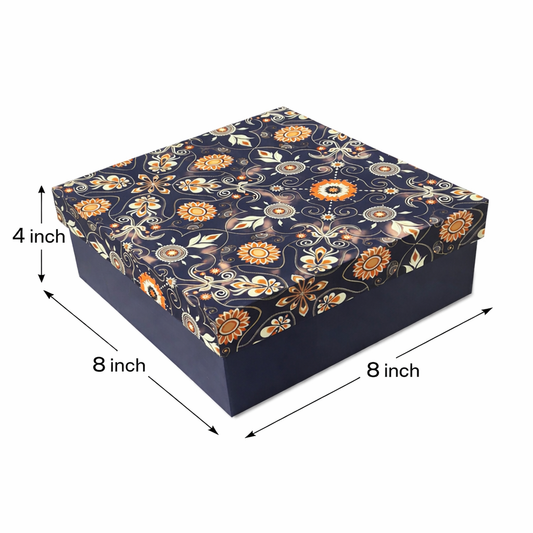 Blue Bling : Gold Foil Rigid Hamper Box (8x8x4 inch)