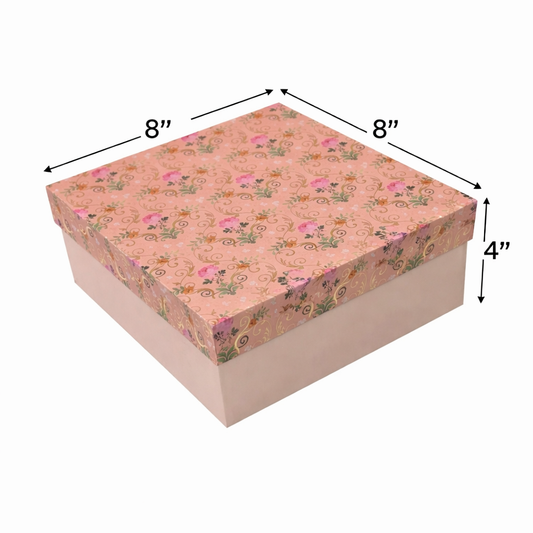 Peach Perfect : Gold Foil Rigid Hamper Box (8x8x4 inch)