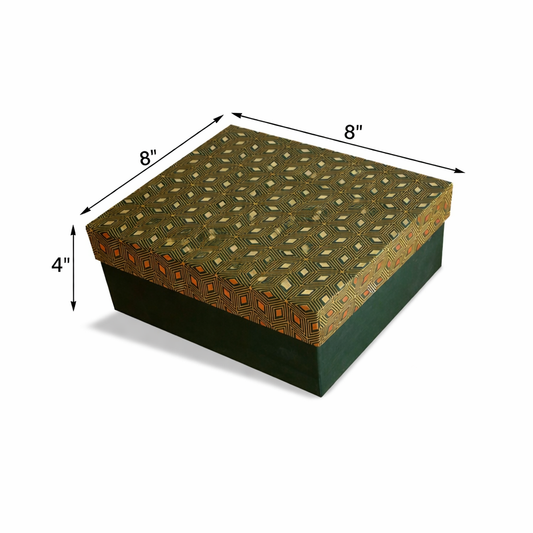 Emerald Green: Gold Foil Rigid Hamper Box (8x8x4 inch)