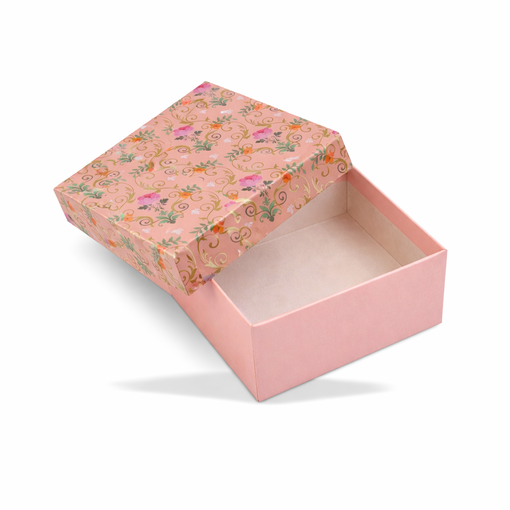 Peach Perfect : Gold Foil Rigid Hamper Box (10x10x3 inch)