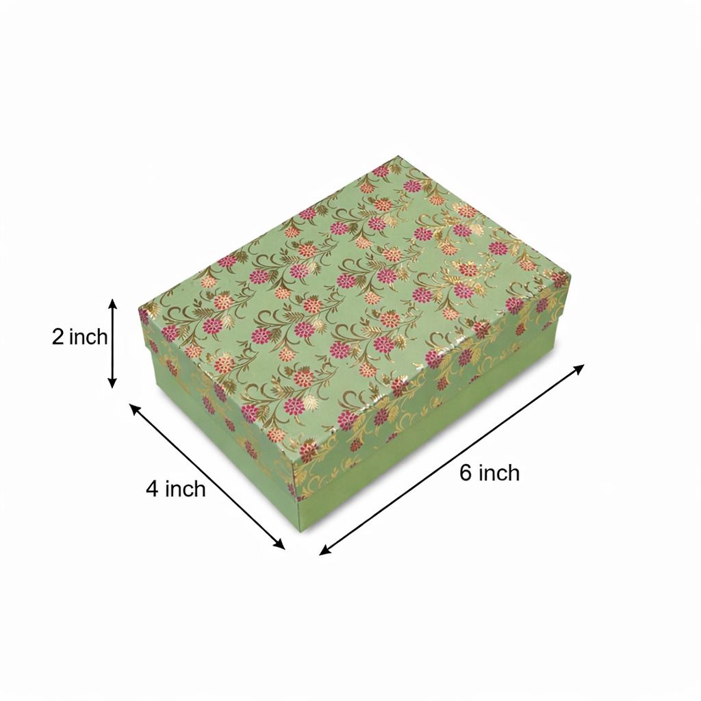 Mint Blossom : Gold Foil Rigid Hamper Box (6x4x2 inch)