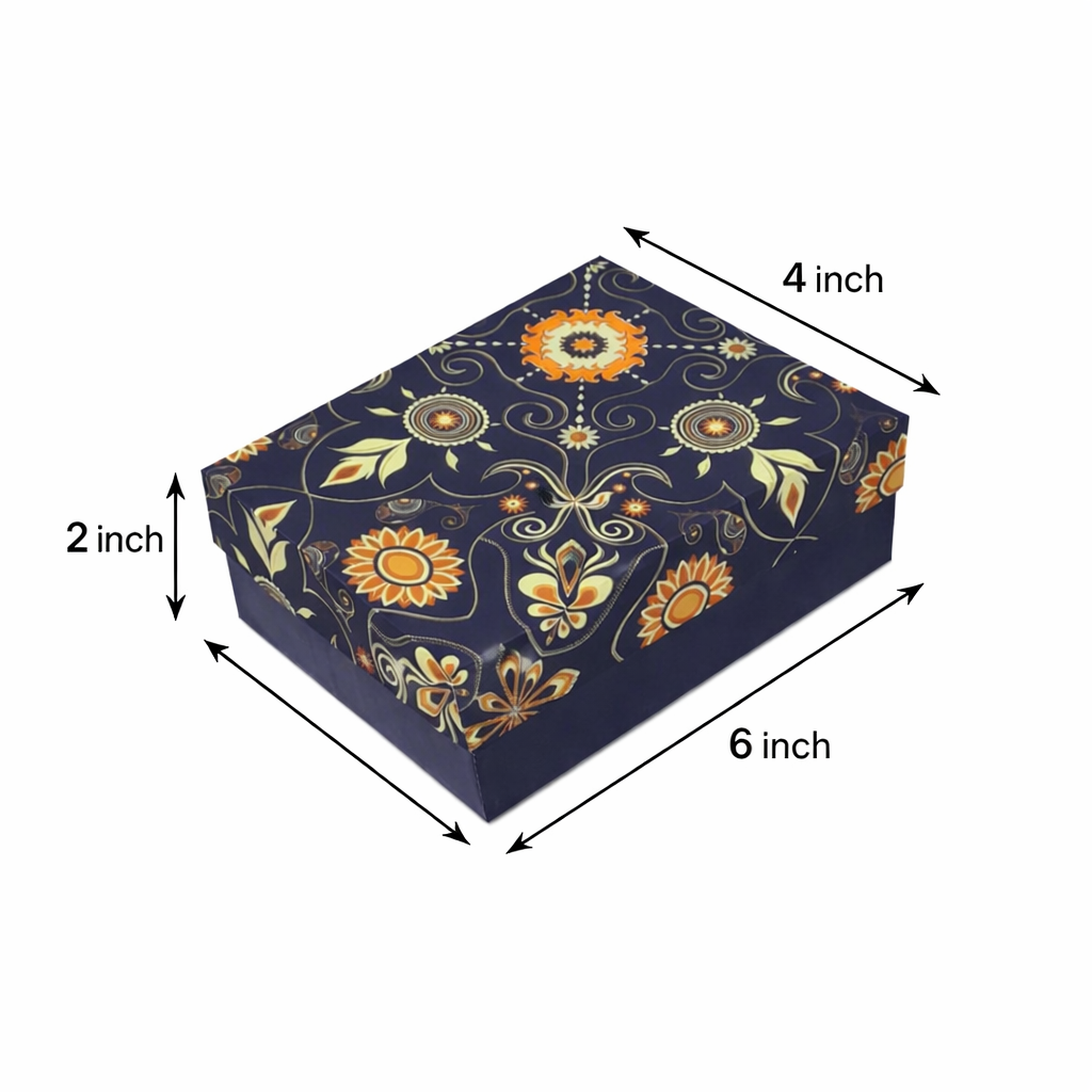 Blue Bling : Gold Foil Rigid Hamper Box (6x4x2 inch)