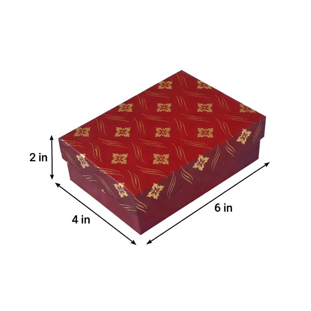 Brick Red : Gold Foil Rigid Hamper Box (6x4x2 inch)