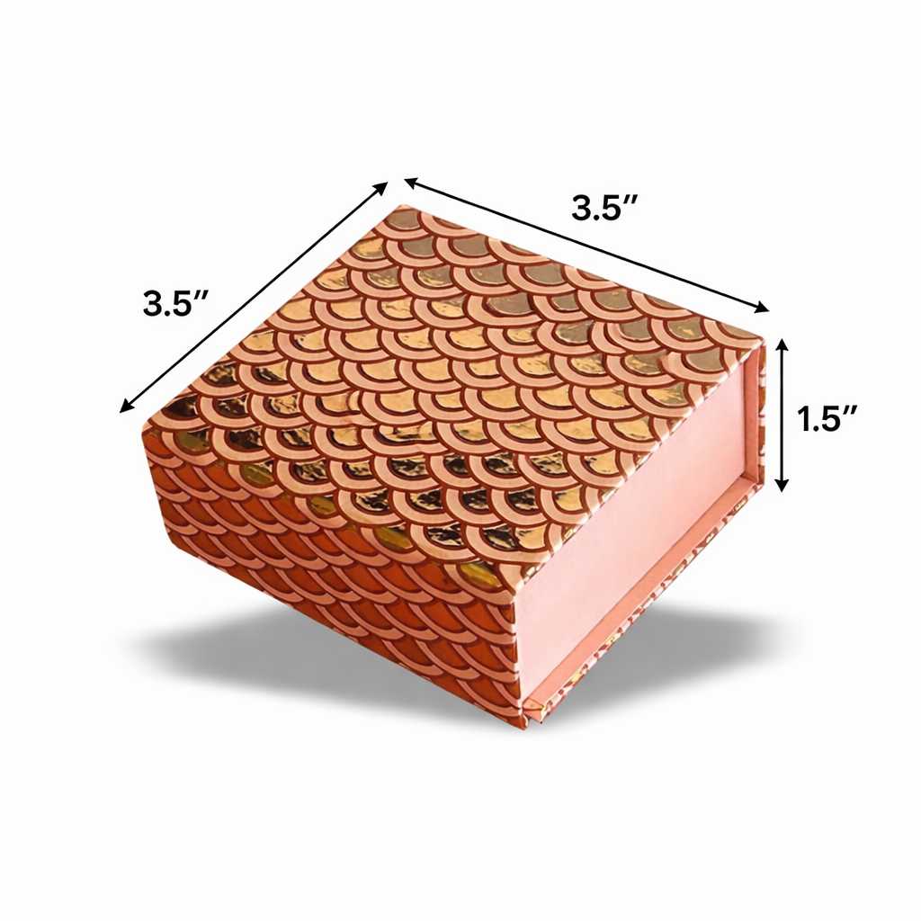 Rose Gold Gold Foil Magnetic Rigid Box (3.5x3.5x1.5 inch)