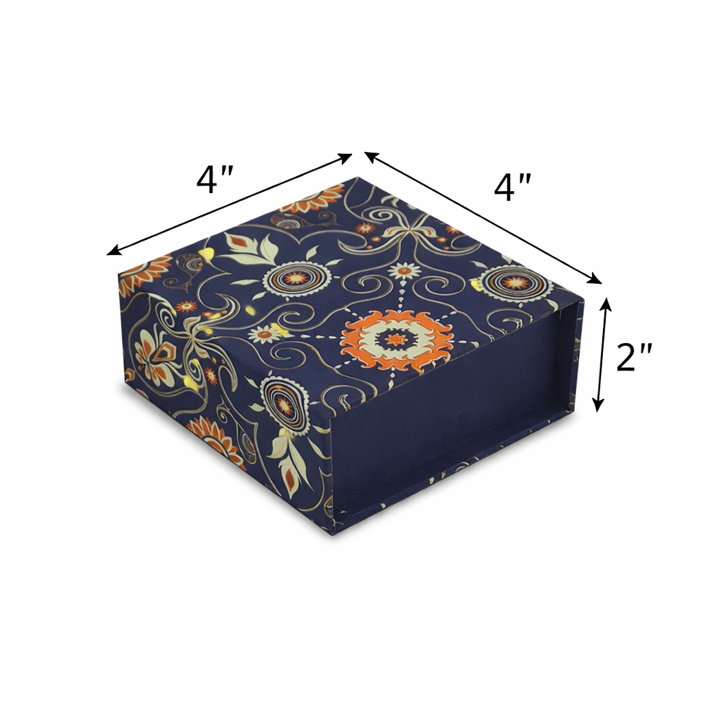 Blue Bling Magnetic Pattern : Rigid Hamper Box (4x4x2 inch)