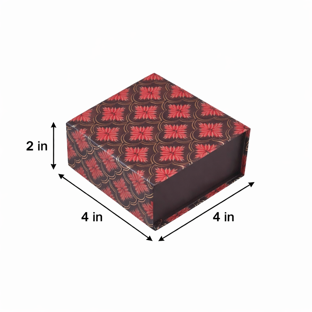 Leafty Lustre Magnetic Pattern : Rigid Hamper Box (4x4x2 inch)