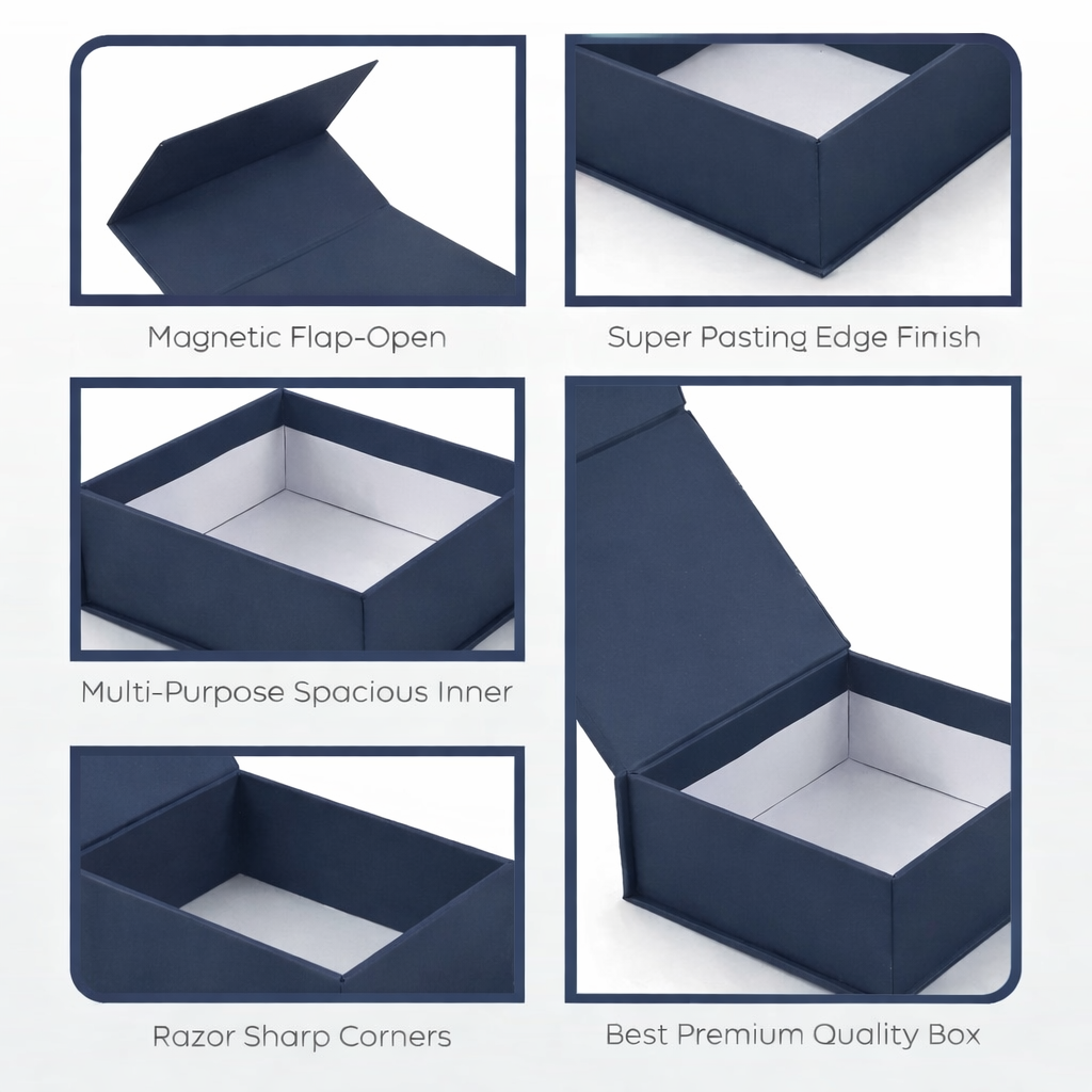 Golden Leaf Magnetic Rigid Hamper Box (6x6x2 inch)