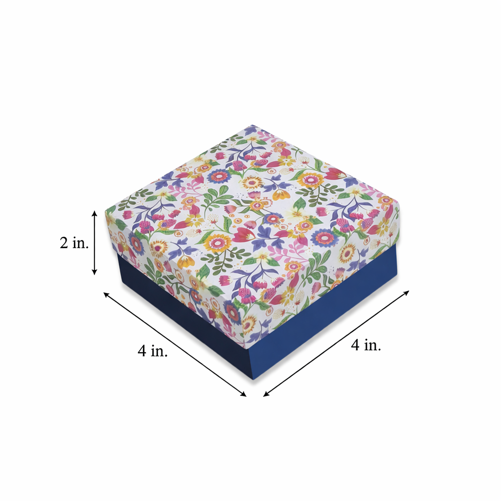 Floral Design Rigid Hamper Box (4x4x2 inch)