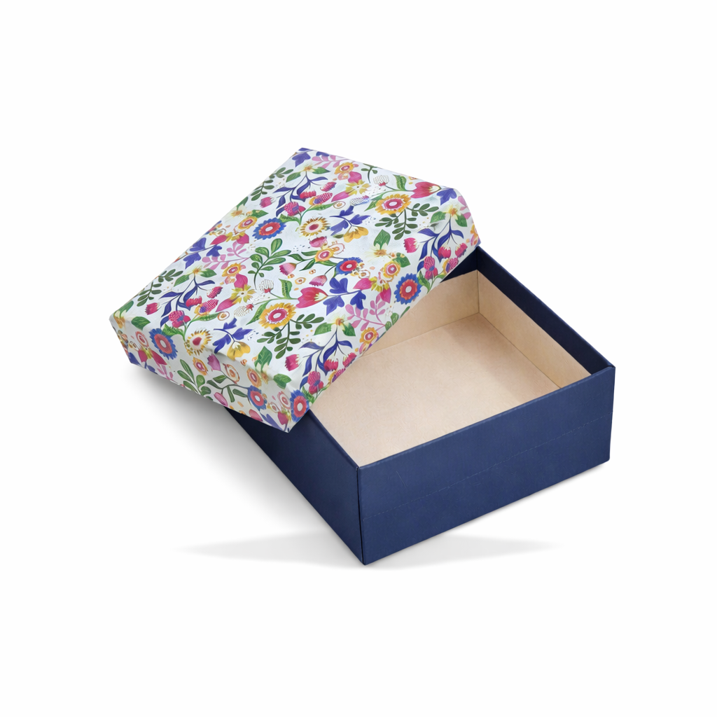 Floral Design Rigid Hamper Box (4x4x2 inch)