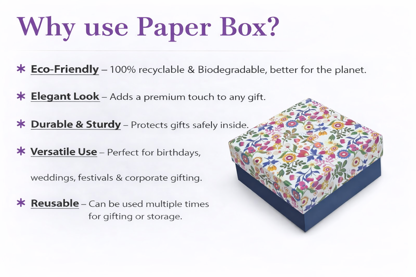 Floral Design Rigid Hamper Box (4x4x2 inch)