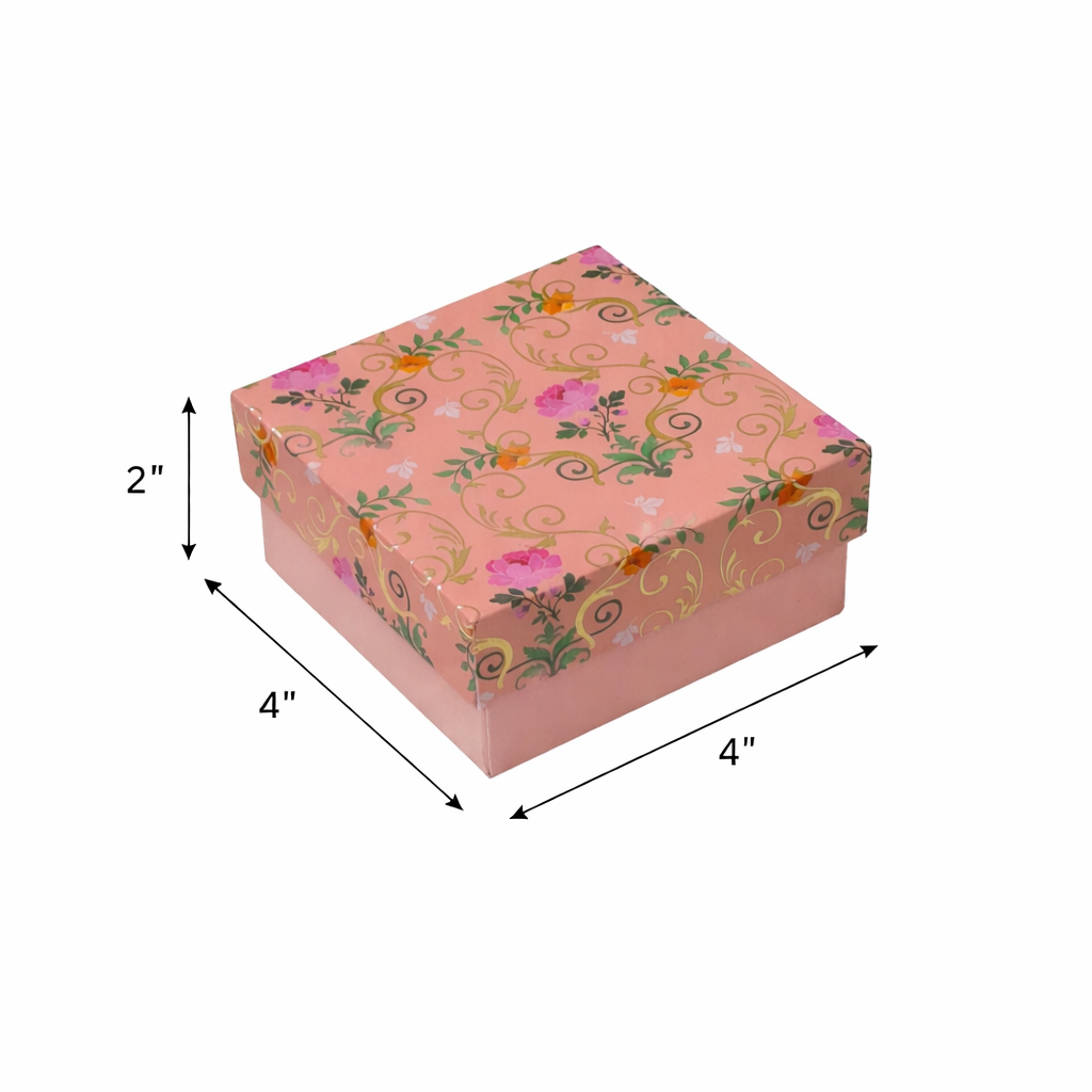 Peach perfect : Gold Foil Rigid Hamper Box (4x4x2 inch)