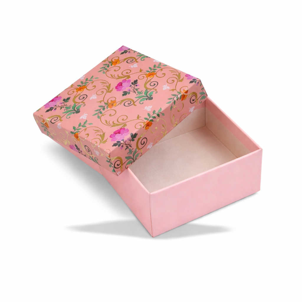 Peach perfect : Gold Foil Rigid Hamper Box (4x4x2 inch)