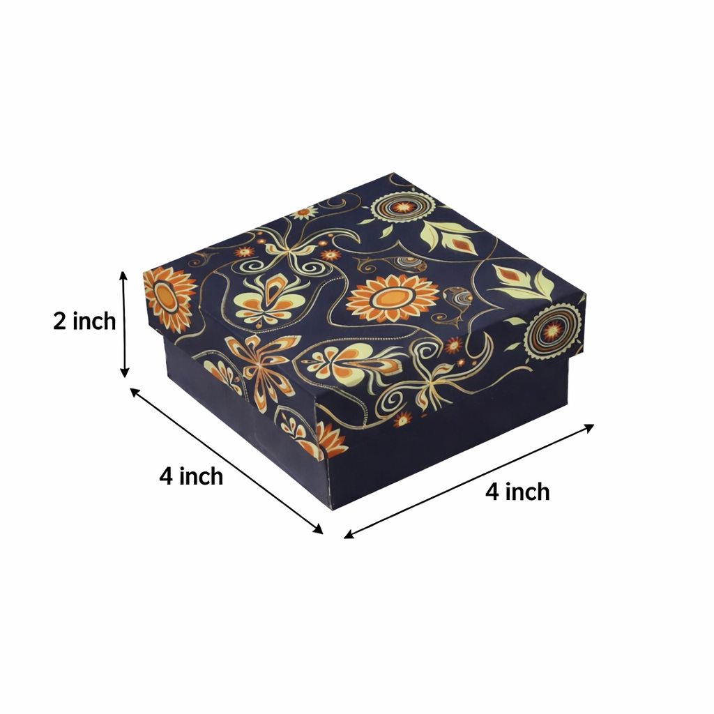 Blue Bling : Gold Foil Rigid Hamper Box (4x4x2 inch)