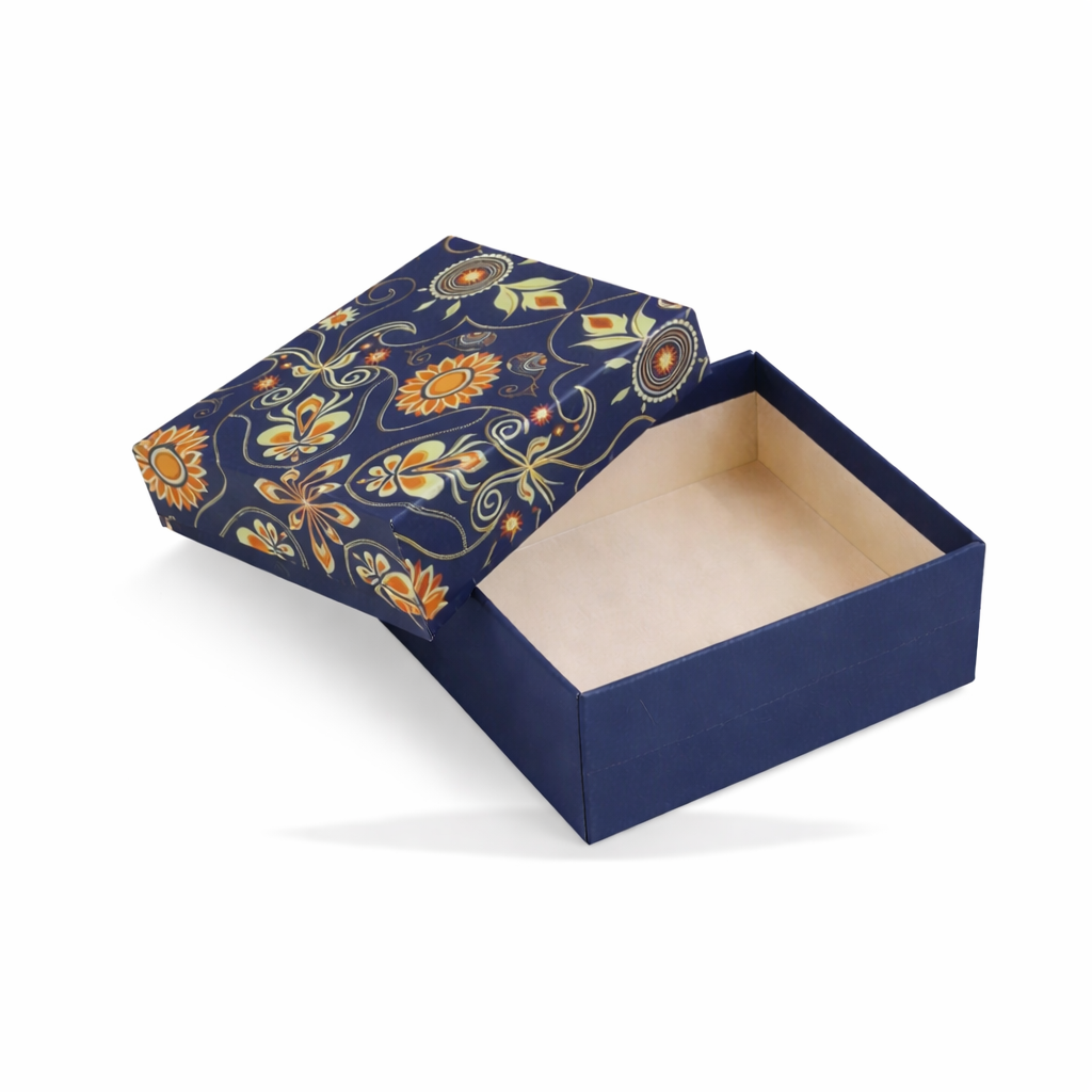 Blue Bling : Gold Foil Rigid Hamper Box (4x4x2 inch)