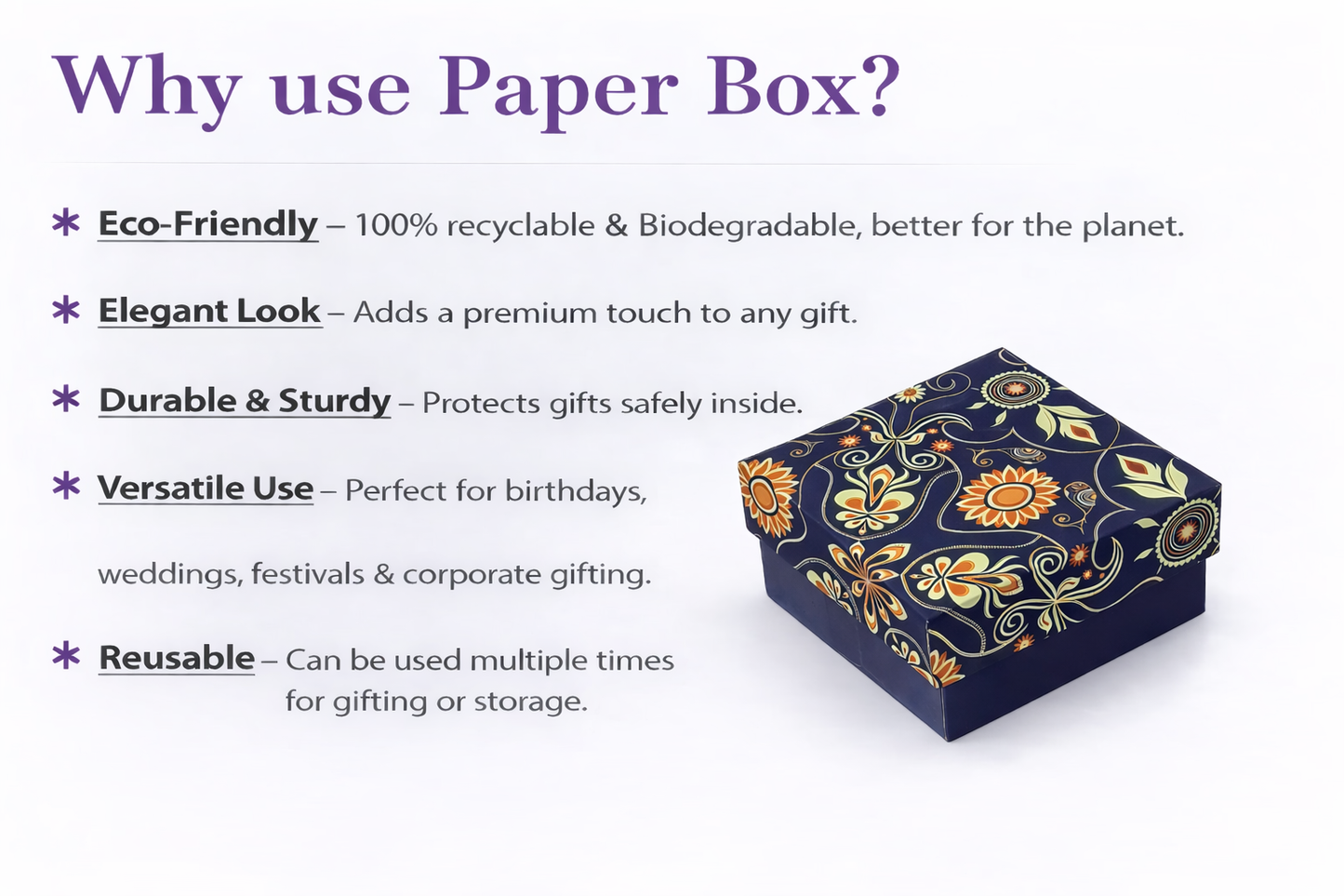 Blue Bling : Gold Foil Rigid Hamper Box (4x4x2 inch)