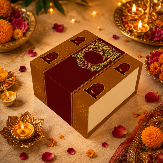Shubh Aarambh 4 Jar Hamper Box (Rigid Magnetic Pattern) with Custom Logo Print