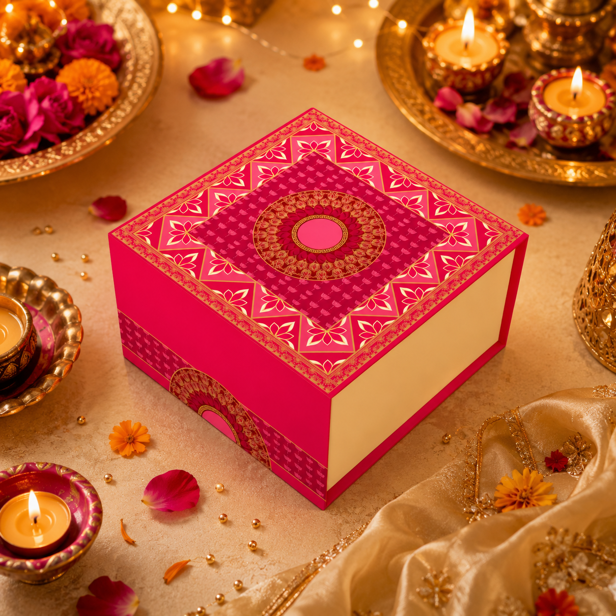 Gulab-e-Shahi 4 Jar Hamper Box (Rigid Magnetic Pattern) with Custom Logo Print