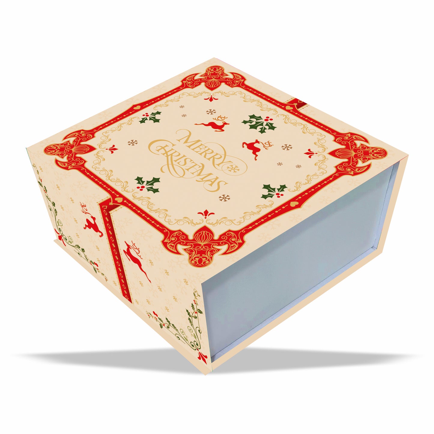 Magnetic Rigid Hamper Box (9x9x4 inch) : Christmas Collection Design 002
