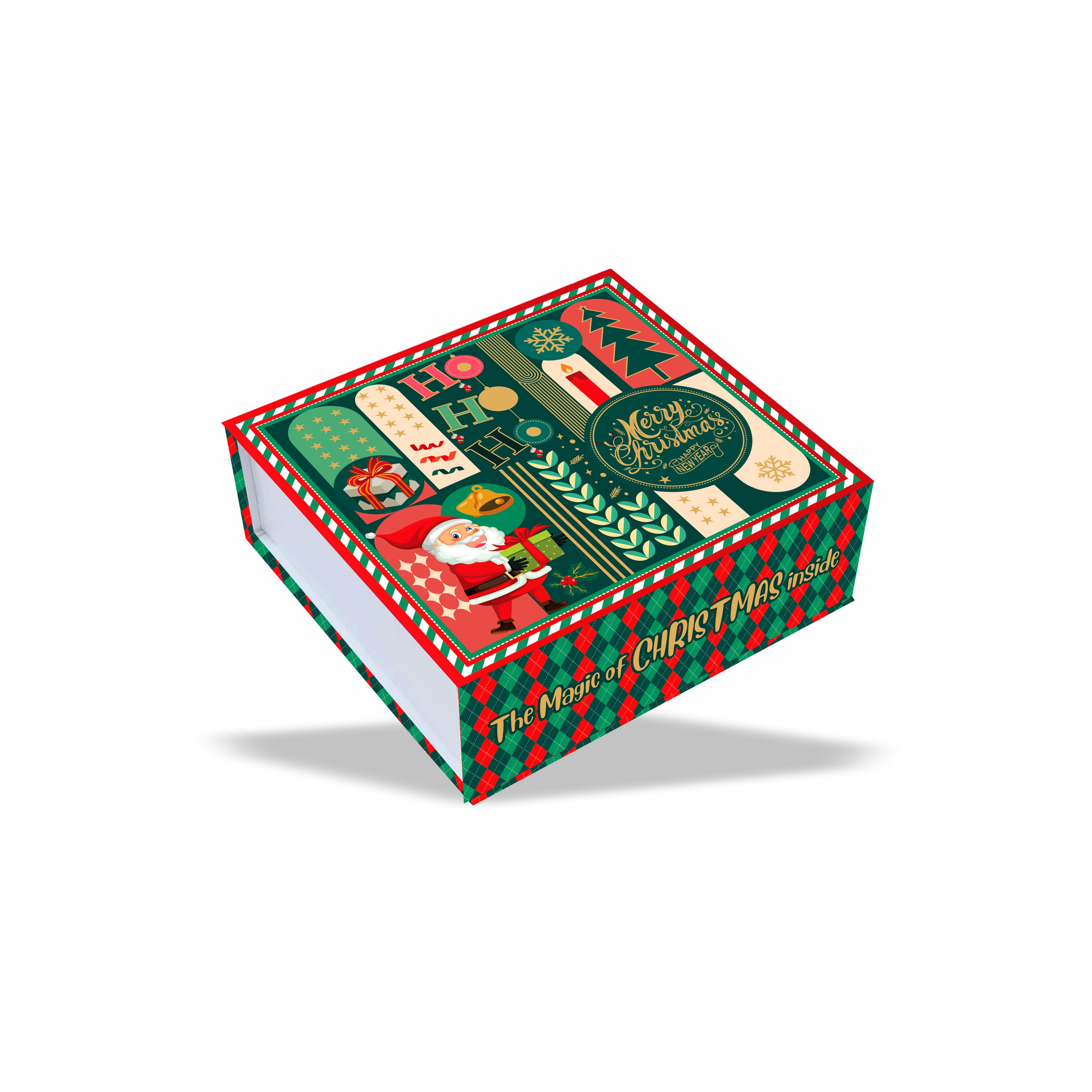 Rigid Magnetic  Hamper Box (6x6x2 inch) : Christmas Collection Design 001