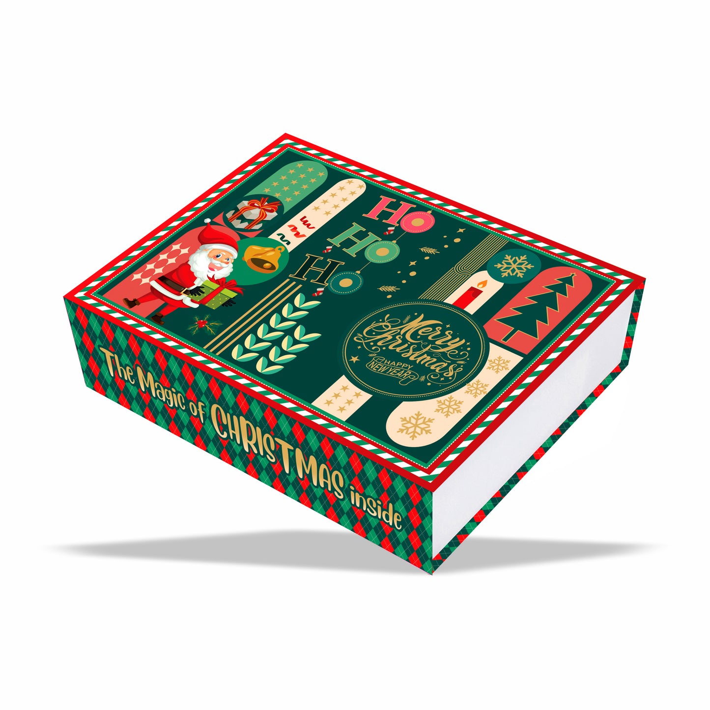 Rigid Magnetic Hamper Box (9x7x2 inch) : Christmas Collection Design 001