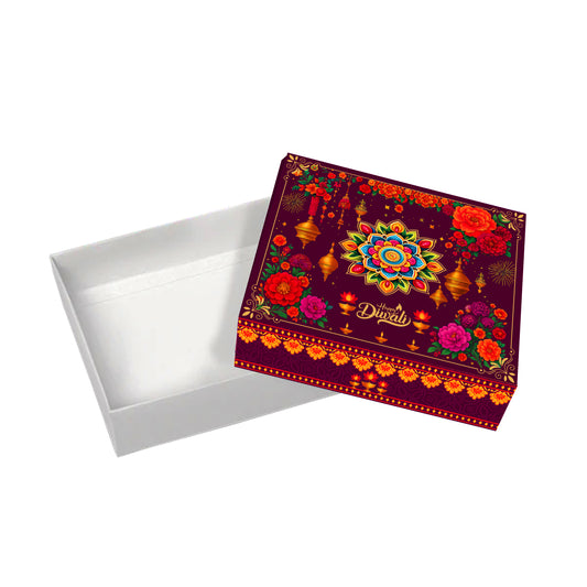 Diwali Tile Brownie Box 8x8x2 inch Design 003 - front