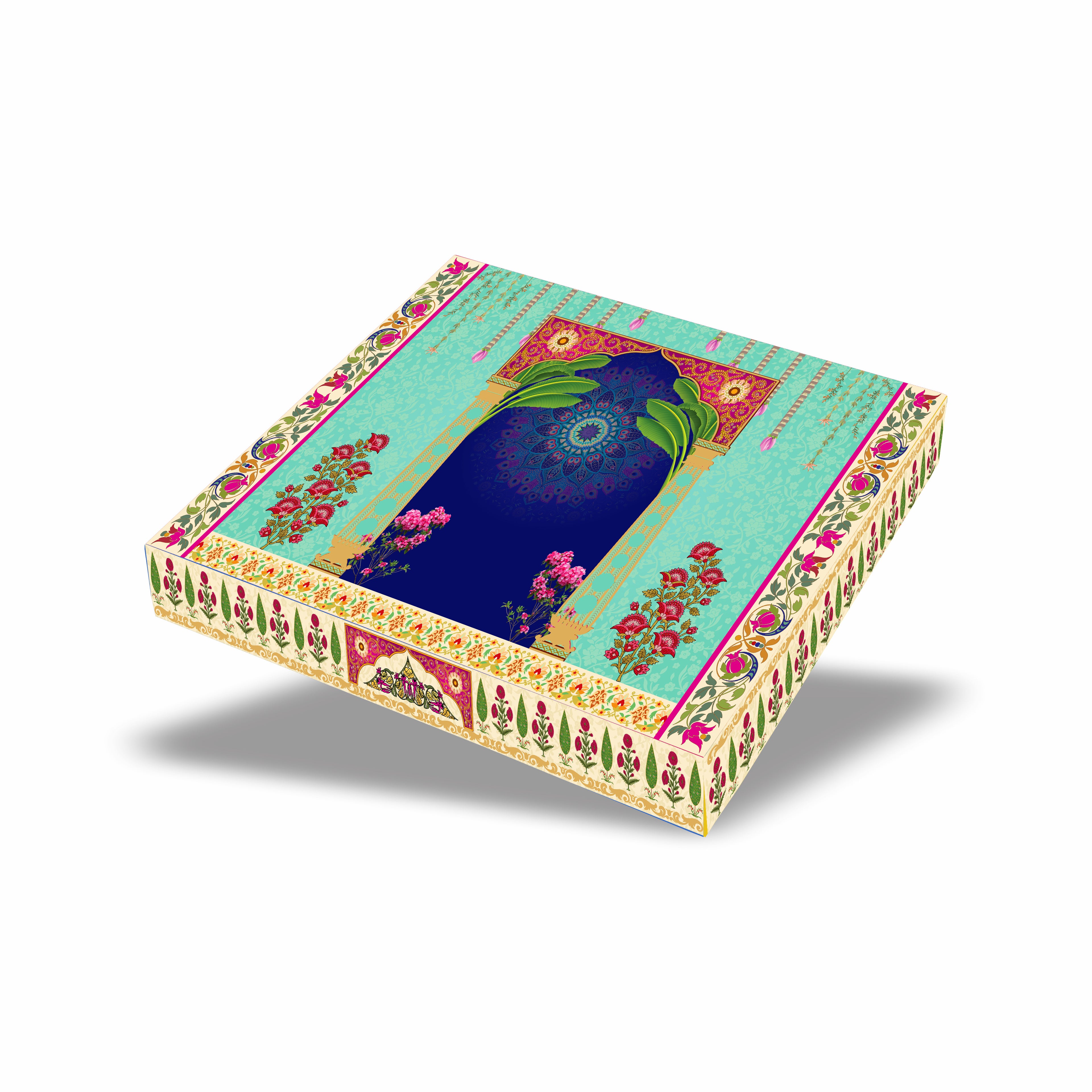 Turquoise Darbar  1 Kg Paper Mithai Box - ITC Paper Board