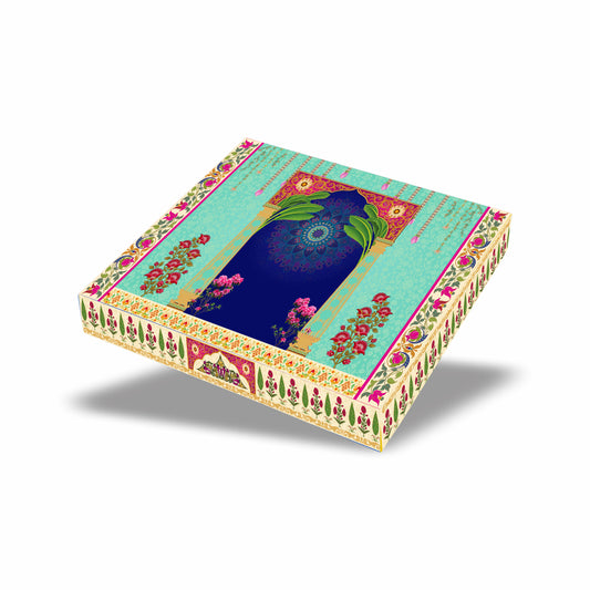 Gold Foil 1 Kg Mithai Box — Design Turquoise Darbar