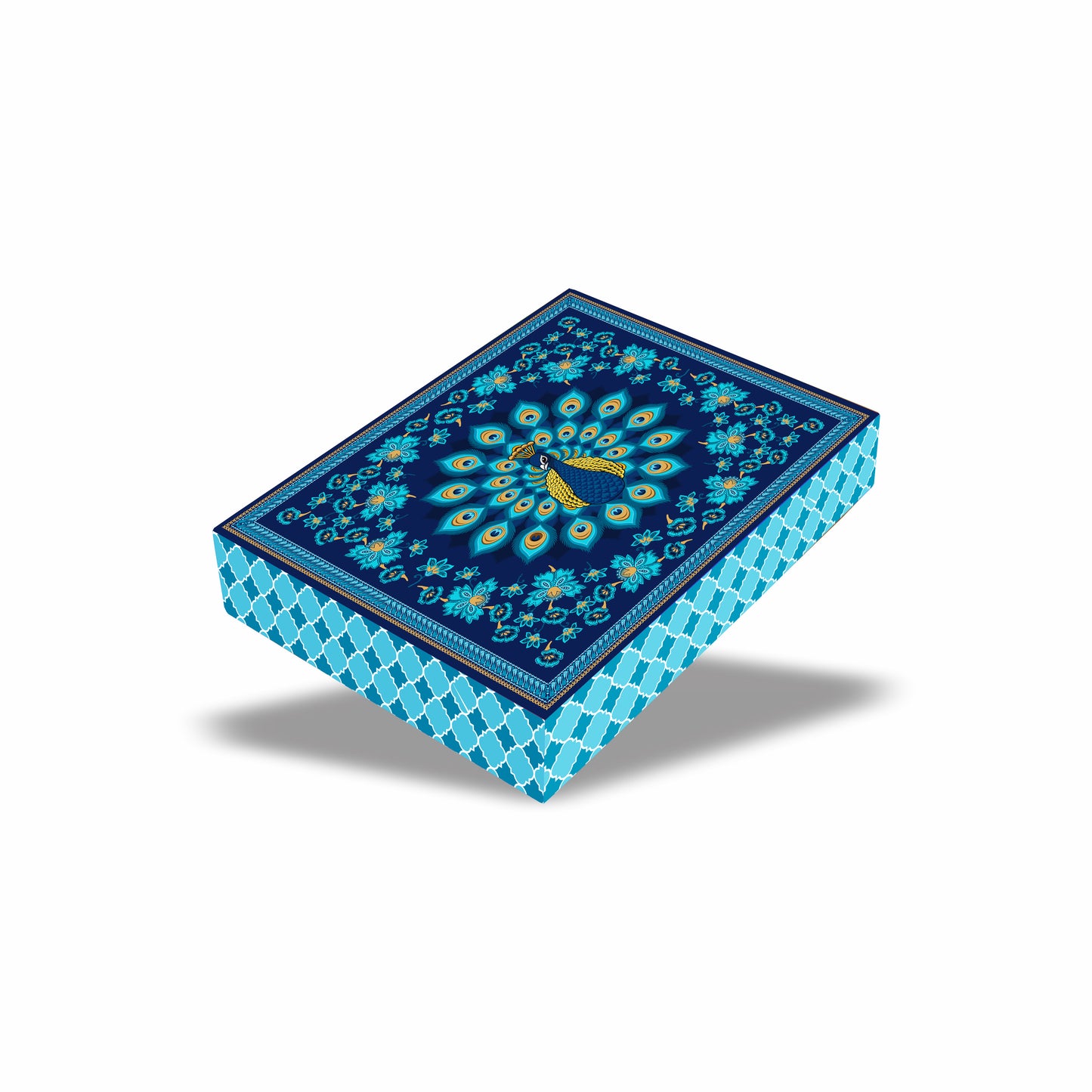 Gold Foil 1/2 Kg Rigid Mithai Box — Design Royal Peacock