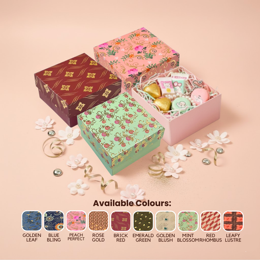 Gold Foil Top Bottom Rigid Box (3.5x3.5x1.5 inch)