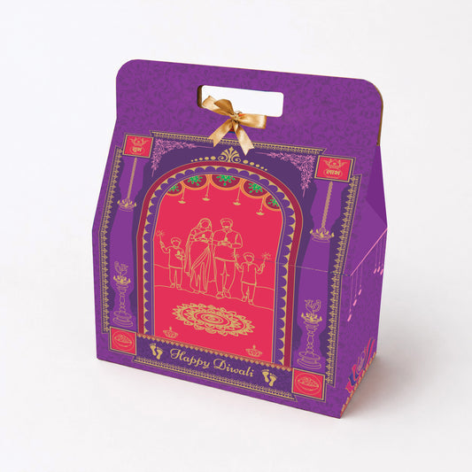 Diwali Corrugated Handle Hamper Box 8x4x12 inch Design 002 - custom packaging box